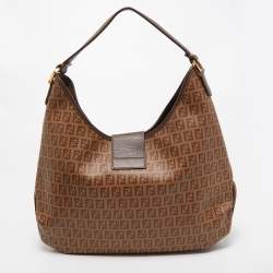 Fendi Brown Zucchino Coated Canvas Hobo