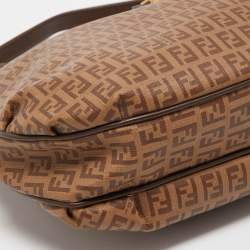 Fendi Brown Zucchino Coated Canvas Hobo