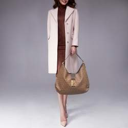 Fendi Brown Zucchino Coated Canvas Hobo