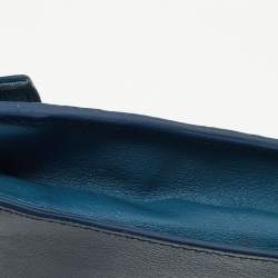 Pre Owned Fendi Dark Blue/Tobacco Pequin Canvas and Leather Bustina Clutch
