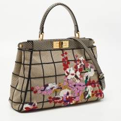 مملوكة مسبقًا حقيبة فندى بيكابو متوسطة يد علوية جلد بنفسجي