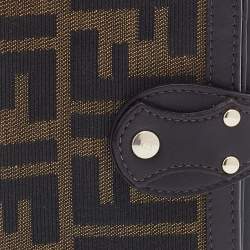 Pre Owned Fendi Tobacco Zucca Canvas and Leather Compact Wallet