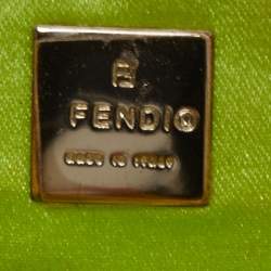 Pre Owned Fendi Yellow/Green Python And Calf Hair Mini Croissant Pochette