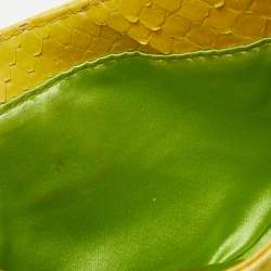 Pre Owned Fendi Yellow/Green Python And Calf Hair Mini Croissant Pochette
