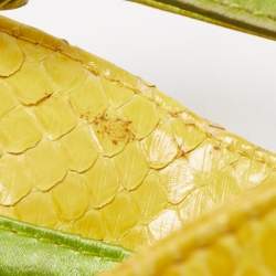 Pre Owned Fendi Yellow/Green Python And Calf Hair Mini Croissant Pochette