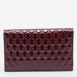 مملوكة مسبقًا Fendi Burgundy Patent Leather Fendilicious Wallet on Chain