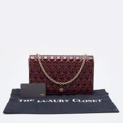 مملوكة مسبقًا Fendi Burgundy Patent Leather Fendilicious Wallet on Chain
