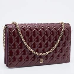 مملوكة مسبقًا Fendi Burgundy Patent Leather Fendilicious Wallet on Chain