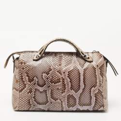 Pre Owned Fendi Light Blue/Beige Python Small By The Way Shoulder Bag