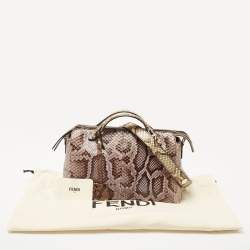 Pre Owned Fendi Light Blue/Beige Python Small By The Way Shoulder Bag