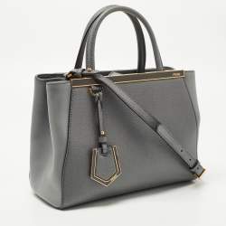 Pre Owned Fendi Grey Leather Petite 2Jours Tote