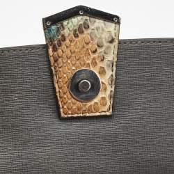 Fendi Multicolor Leather and Python Mini Demi Jour Top Handle Bag