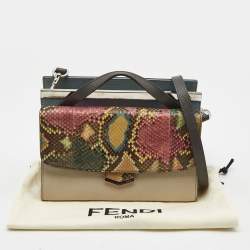 Fendi Multicolor Leather and Python Mini Demi Jour Top Handle Bag