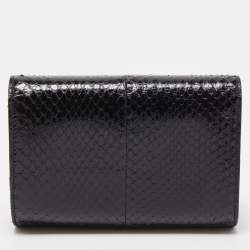 مملوكة مسبقًا Fendi Black Elaphe Watersnake Leather Rush Chain Clutch