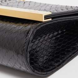 مملوكة مسبقًا Fendi Black Elaphe Watersnake Leather Rush Chain Clutch