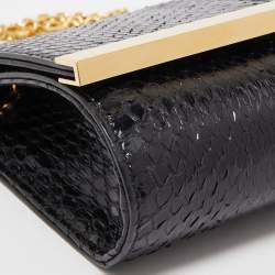 مملوكة مسبقًا Fendi Black Elaphe Watersnake Leather Rush Chain Clutch