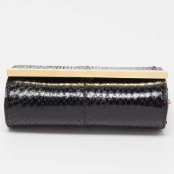 مملوكة مسبقًا Fendi Black Elaphe Watersnake Leather Rush Chain Clutch