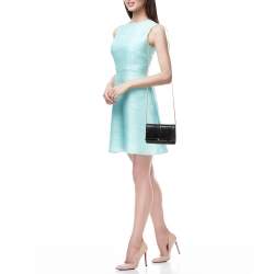 مملوكة مسبقًا Fendi Black Elaphe Watersnake Leather Rush Chain Clutch