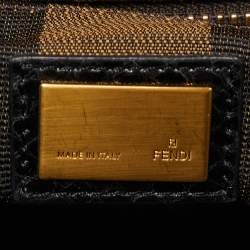 Pre Owned Fendi Beige/Black Python Leather Large Peekaboo Top Handle Bag