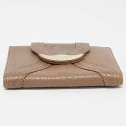 مملوكة مسبقًا Fendi Dark Beige Leather Compact Flap Wallet