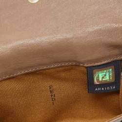 مملوكة مسبقًا Fendi Dark Beige Leather Compact Flap Wallet
