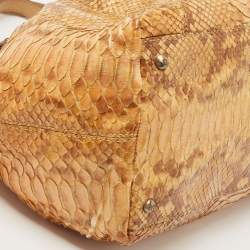 Pre Owned Fendi Orange/Brown Python B Shoulder Bag