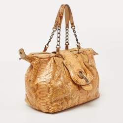 Pre Owned Fendi Orange/Brown Python B Shoulder Bag