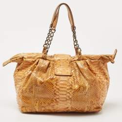 Pre Owned Fendi Orange/Brown Python B Shoulder Bag