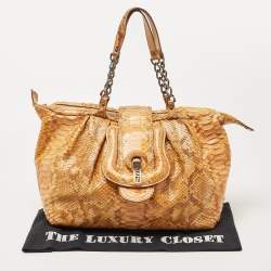 Pre Owned Fendi Orange/Brown Python B Shoulder Bag