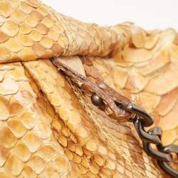 Pre Owned Fendi Orange/Brown Python B Shoulder Bag