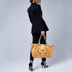 Pre Owned Fendi Orange/Brown Python B Shoulder Bag