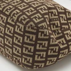 Pre Owned Fendi Dark Brown Zucchino Canvas Shoulder Bag