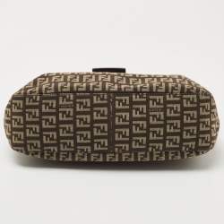 Pre Owned Fendi Dark Brown Zucchino Canvas Shoulder Bag