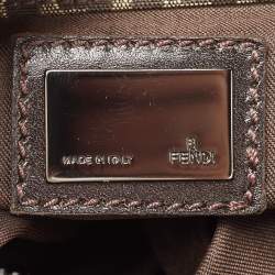 Pre Owned Fendi Dark Brown Zucchino Canvas Shoulder Bag