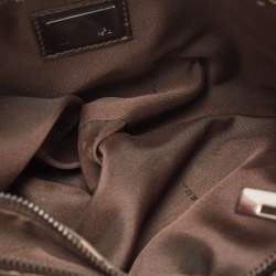 Pre Owned Fendi Dark Brown Zucchino Canvas Shoulder Bag