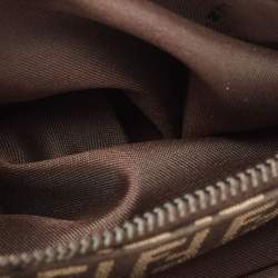 Pre Owned Fendi Dark Brown Zucchino Canvas Shoulder Bag