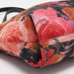Pre Owned Fendi Multicolor Floral Print Zucca Fabric Shoulder Bag
