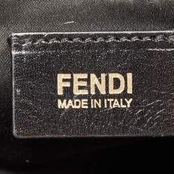 Pre Owned Fendi Black Shimmer Suede Front Zip Chain Tote