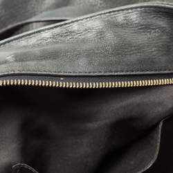Pre Owned Fendi Black Shimmer Suede Front Zip Chain Tote