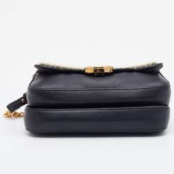 Fendi Black Embellished Leather Micro Double Baguette Bag