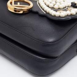 Fendi Black Embellished Leather Micro Double Baguette Bag