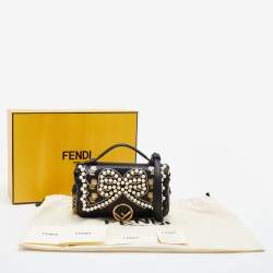Fendi Black Embellished Leather Micro Double Baguette Bag