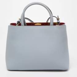 Pre Owned Fendi Blue Leather Small 2Jours Tote