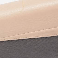 Pre Owned Fendi Grey/Beige Leather 2 Jours Flap Wallet