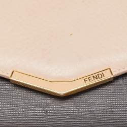 Pre Owned Fendi Grey/Beige Leather 2 Jours Flap Wallet