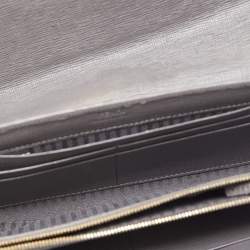 Pre Owned Fendi Grey/Beige Leather 2 Jours Flap Wallet