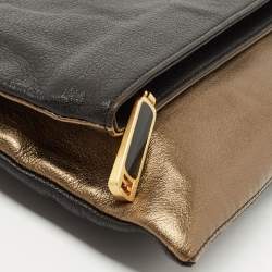 Pre Owned Fendi Black/Gold Leather Chameleon Fold-Over Clutch