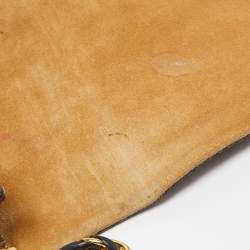 Pre Owned Fendi Tobacco Pequin Canvas Large Claudia Shoulder Bag