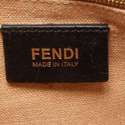 Pre Owned Fendi Tobacco Pequin Canvas Large Claudia Shoulder Bag