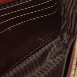Pre Owned Fendi Red/Burgundy Leather FF Flap Wallet On Chain